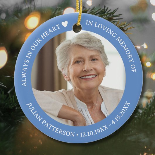 Always in Our Heart Funeral Memorial Photo  セラミックオーナメント