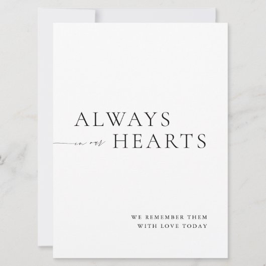  Always in Our Hearts Minimalist Wedding Sign 招待状 (正面)