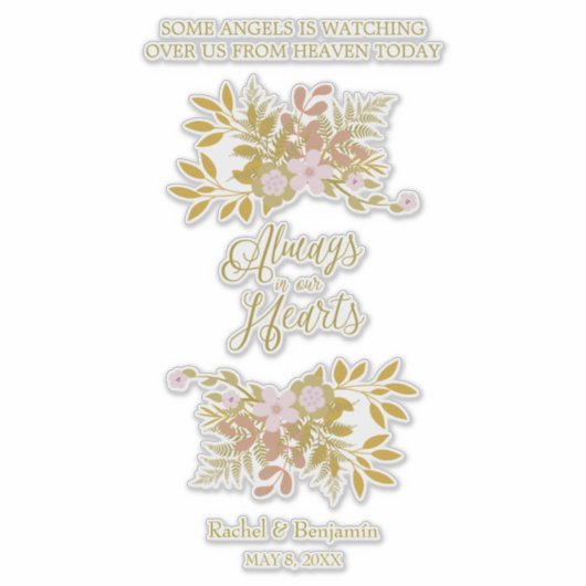 Always in Our Hearts Quote Floral Golden Garland シール (正面)