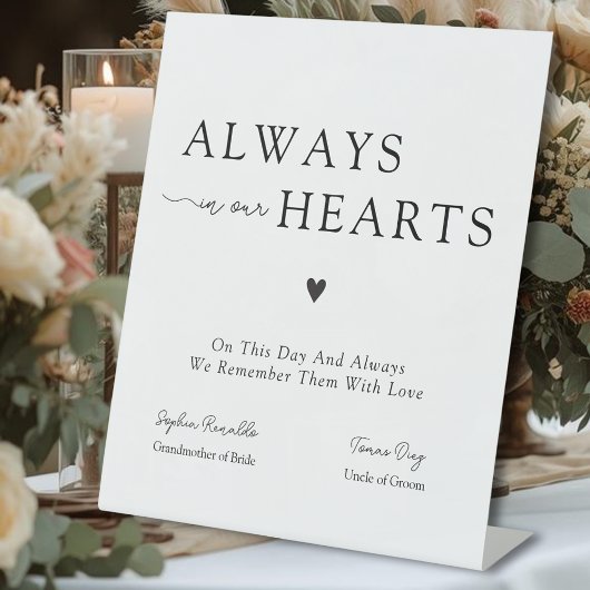 Always In Our Hearts Wedding Remembrance  台座サイン