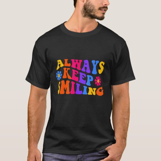 Always Keep Smiling Retro 1970s Slang Psychedeli Tシャツ (正面)