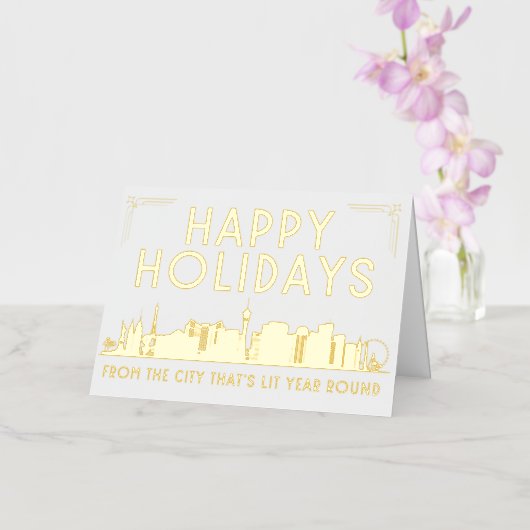 ALWAYS LITベガスハッピーホリデーズグリーティングカード 箔グリーティングカード (蘭)