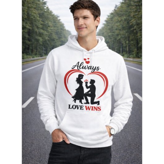 Always Love Wins Romantic Unisex Valentine Hoodie パーカ