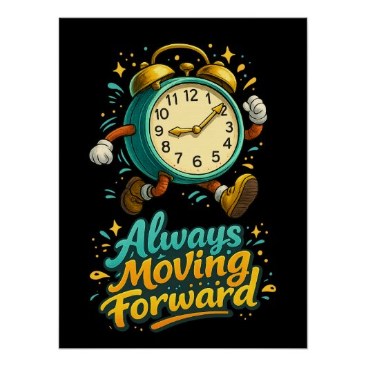 Always Moving Forward Inspirational Time Design ポスター (正面)