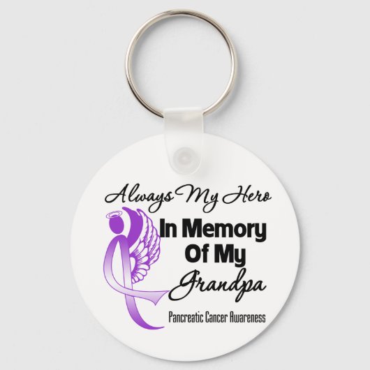 Always My Hero In Memory Grandpa - Pancreatic Canc キーホルダー (正面)
