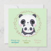 Always my Mother – パンダママ&ベビーグリーン ノートカード (正面)
