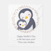 Always my Mother – ペンギンママ&ベビー フリースブランケット (正面)