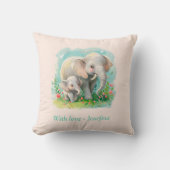 Always my Mother - Elephant Mum & ベビーPink クッション (正面)