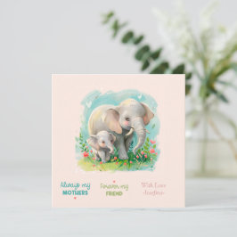 Always my Mother - Elephant Mum & ベビーPink ノートカード