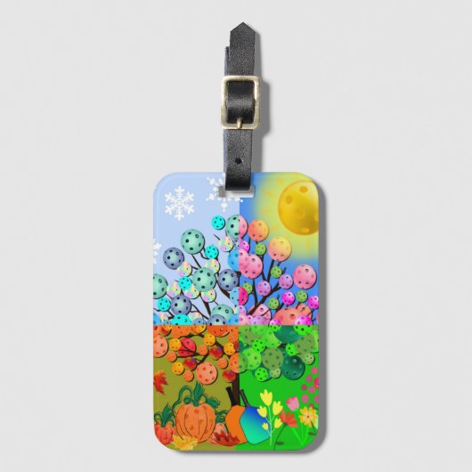 Always Pickleball Season Winter Spring Summer Fall ラゲッジタグ (正面縦)