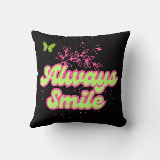 Always Smile Inspirational Throw Pillow クッション (裏面)