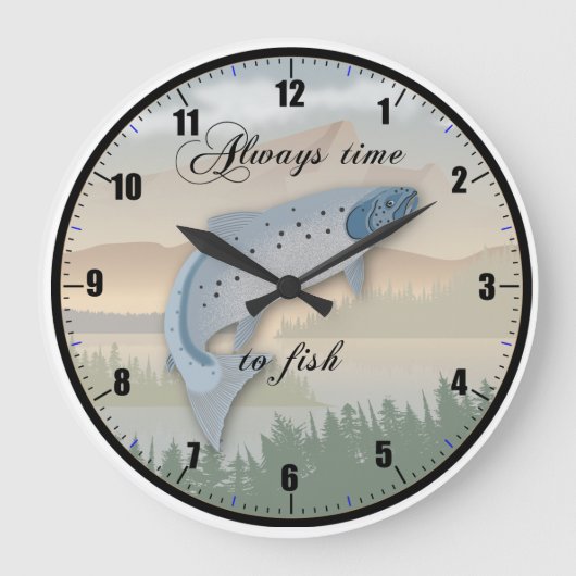 "Always Time to Fish"壁時計 ラージ壁時計 (正面)