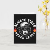 Always Tired Never Broke Funny Monkey (on Back)  カード (黄色い花)