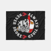 Always Tired Never Broke Funny Skull (on Back)  フリースブランケット (正面(横))