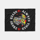 Always Tired Never Broke Skull (on Back) フリースブランケット (正面(横))