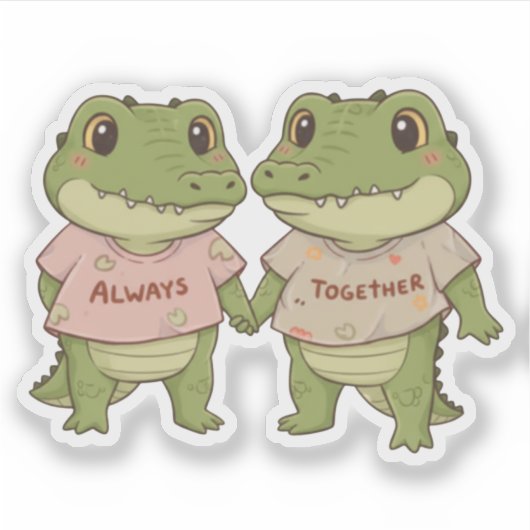Always Together: Cute Crocodile Couple シール (正面)