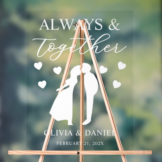 Always & Together Personalized Wedding アクリルサイン (ニュートラル)