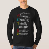Always Unique Totally Intelligent Autism Awareness Tシャツ (正面)