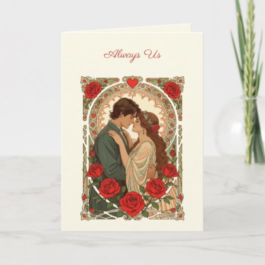 Always Us Romantic Art Nouveau Illustration カード (正面)