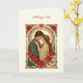 Always Us Romantic Art Nouveau Illustration カード (黄色い花)