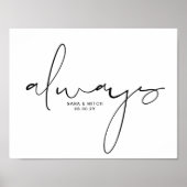 Always Wedding Poster Sign with Names and Date ポスター (正面)