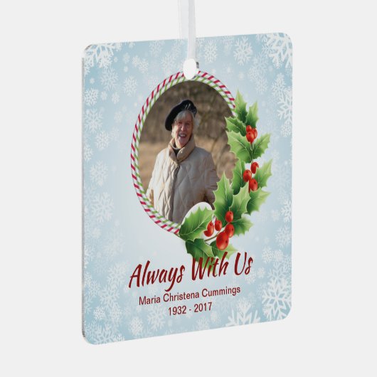 Always With Us パーソナライズされた Memorial Photo メタルオーナメント (正面右)