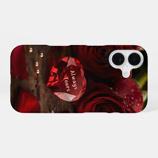 Always Yours Red Rose Romantic Valentine Aesthetic iPhone 16ケース (裏面横)