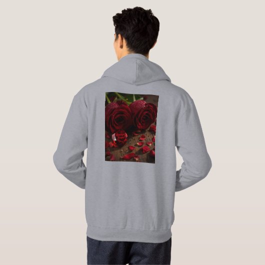 Always Yours Red Rose Romantic Valentine Couple  パーカ (裏面フル)