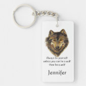 Always Yourselfおもしろい感動的ウルフ引用文 キーホルダー (正面)