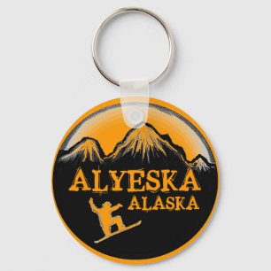 Alyeskaアラスカのオレンジスノーボーダーのkeychain キーホルダー