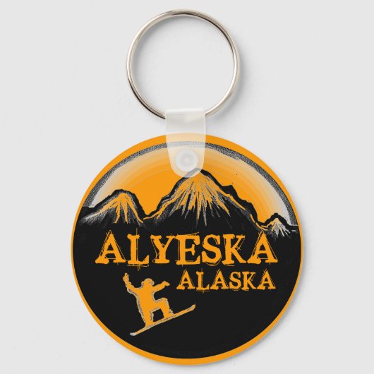 Alyeskaアラスカオレンジスノーボーダーキーチェーン キーホルダー (正面)
