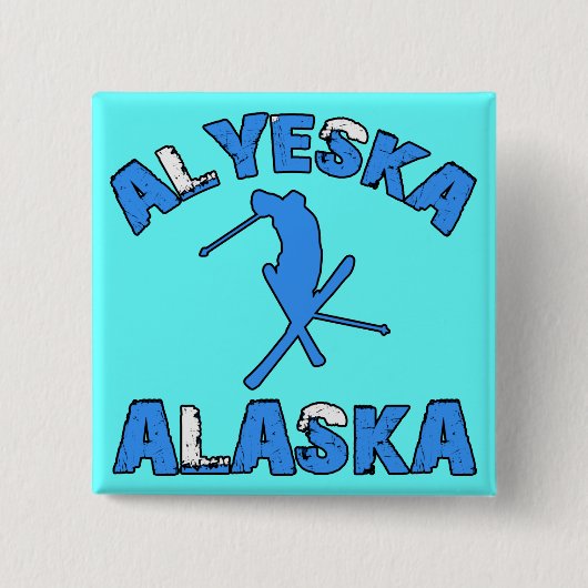 Alyeska、アラスカ 缶バッジ (正面)