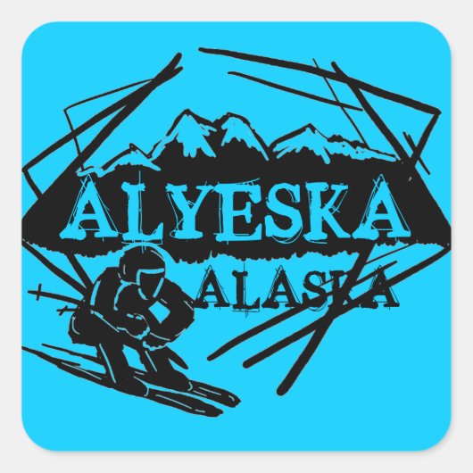 Alyeska Alaskaブルースキーロゴスタンプ スクエアシール (正面)