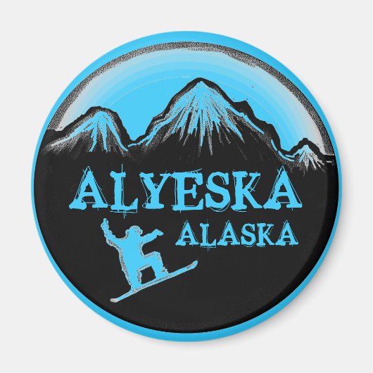 Alyeska Alaskaブルースノーボーダーマグネット マグネット (正面)