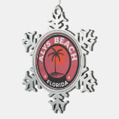 Alysのビーチのフロリダ30Aのエメラルドの海岸30 A スノーフレークピューターオーナメント (右)