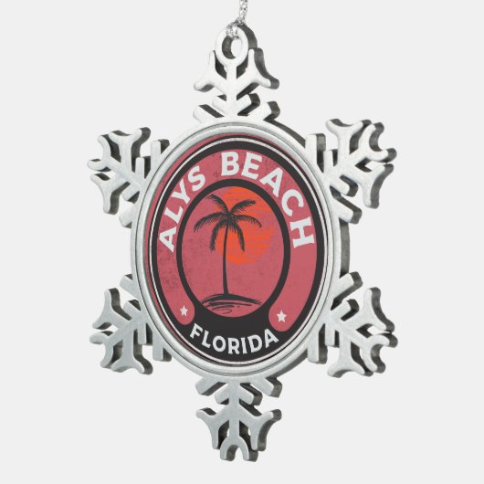 Alysのビーチのフロリダ30Aのエメラルドの海岸30 A スノーフレークピューターオーナメント (右)