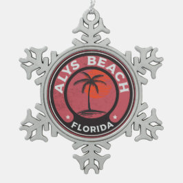 Alysのビーチのフロリダ30Aのエメラルドの海岸30 A スノーフレークピューターオーナメント