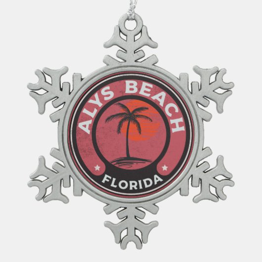 Alysのビーチのフロリダ30Aのエメラルドの海岸30 A スノーフレークピューターオーナメント (正面)