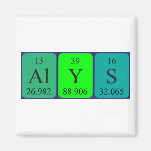 Alys周期表名マグネット マグネット (正面)