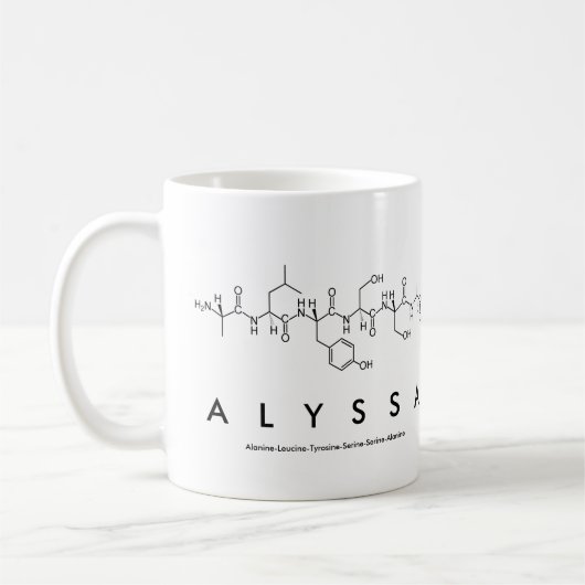 Alyssaのペプチッド名前のマグ コーヒーマグカップ (左)