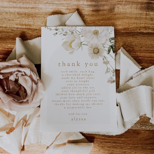 ALYSSAフローラサマーボホワイルドフラワーベビーシャワー サンキューカード