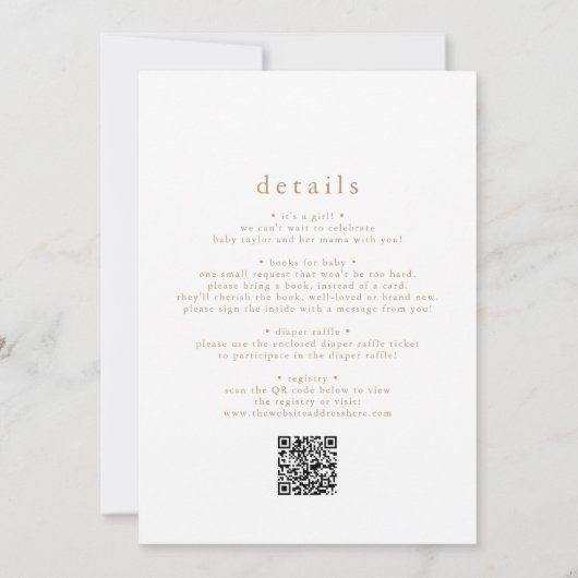 ALYSSAフローラQRフラワーベビーイン開花ベビーシャワー 招待状 (裏面)