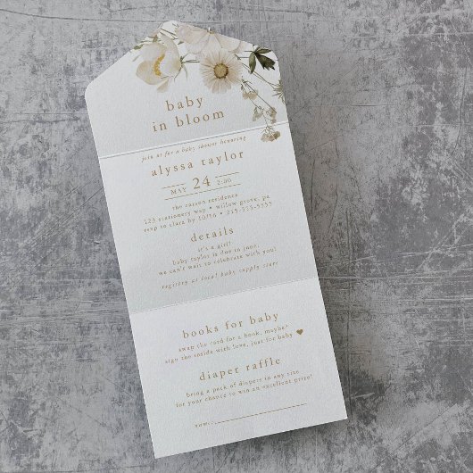 ALYSSAベビーイン開花おむつラッフルベビーシャワー オールインワン招待状