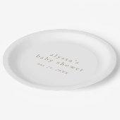 ALYSSAホワイト金ゴールドボーモダンホシンプルベビーシャワー ペーパープレート (アングル)