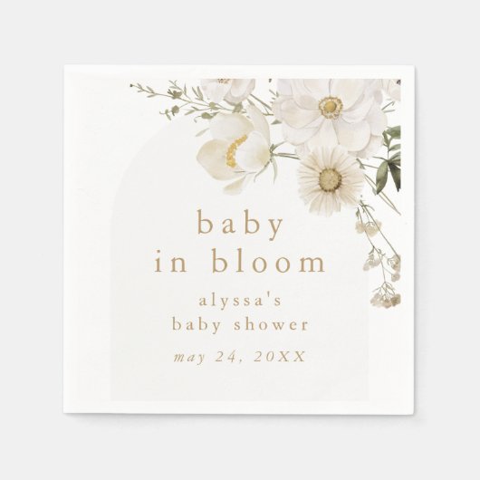 ALYSSAワイルドフラワーフローラベビーイン開花ベビーシャワー スタンダードカクテルナプキン (正面)