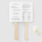 Alyssa書道エレガントな結婚式プログラム ハンドファン (正面&裏面)