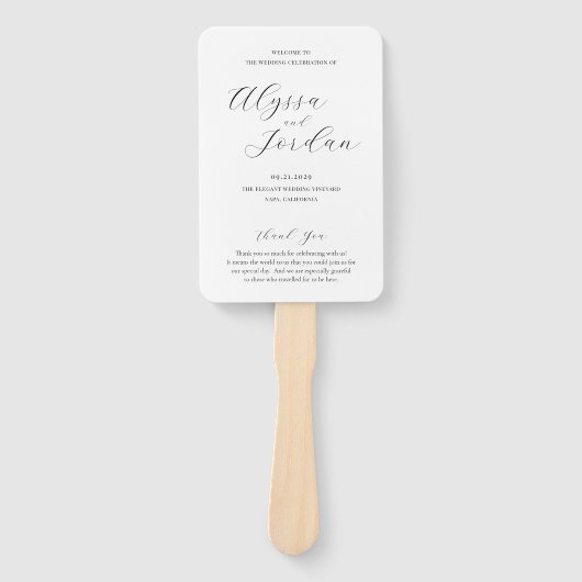 Alyssa書道エレガントな結婚式プログラム ハンドファン (正面)