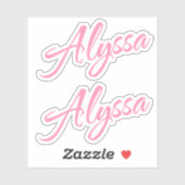 Alyssa装飾名inピンクx2ステッカー シール (シート)
