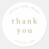 ALYSSA金ゴールドユニークシンプルベビーシャワーありがとう ラウンドシール (正面)