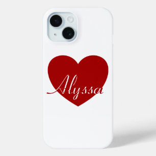 Alyssa -テンプレートのためにあなたの名前,赤いハート愛 iPhone 15ケース